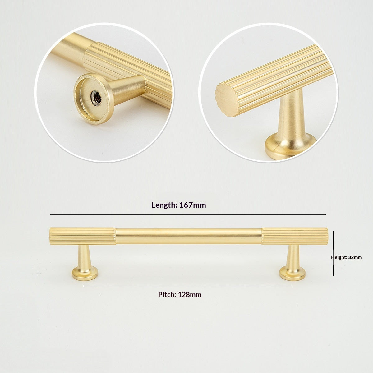 Modern Gold Cabinet Handle 128mm Minimalist Drawer Pulls for Home Furniture
