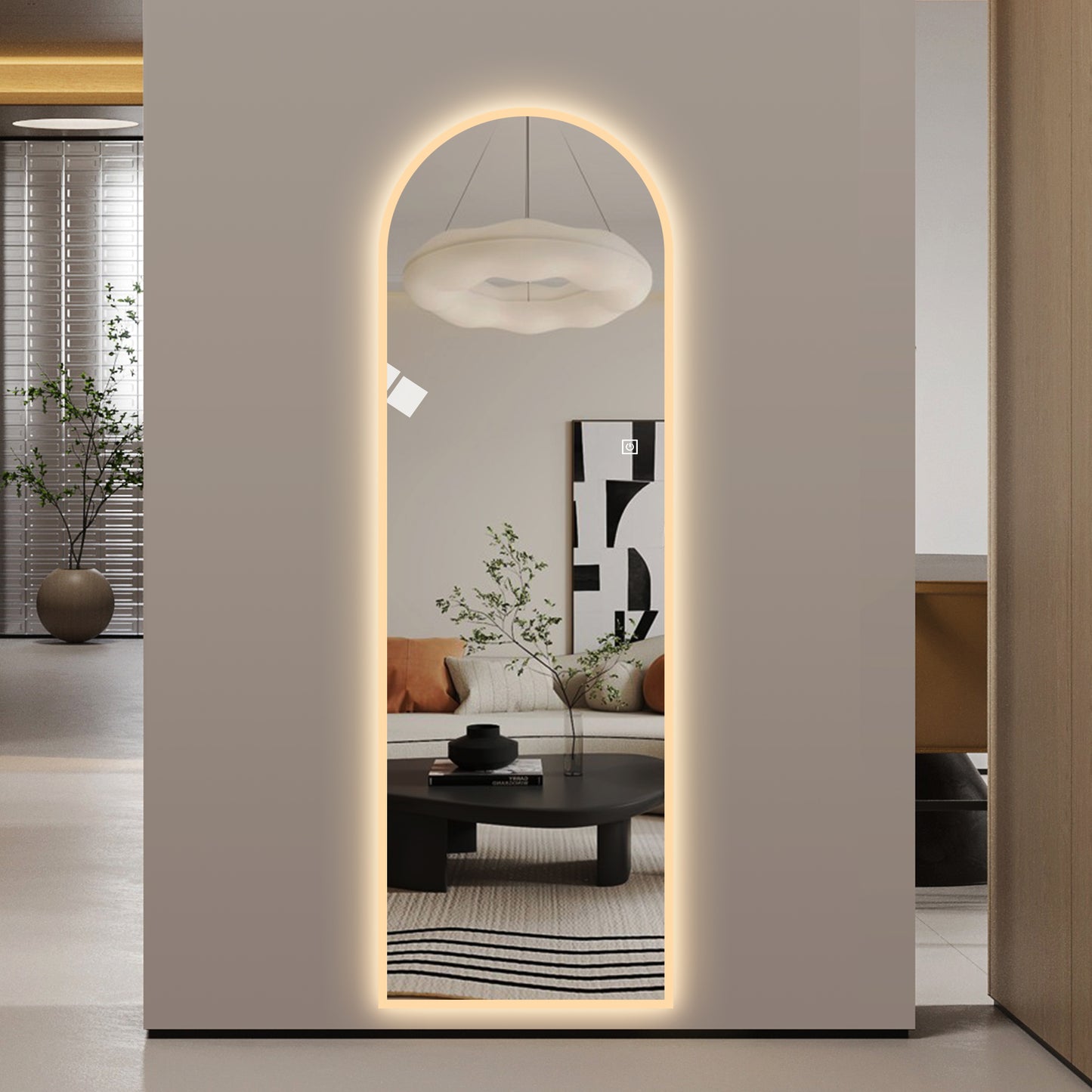 LED Full Length Wall Mirror - 65" x 21" with Dimmable Lighting