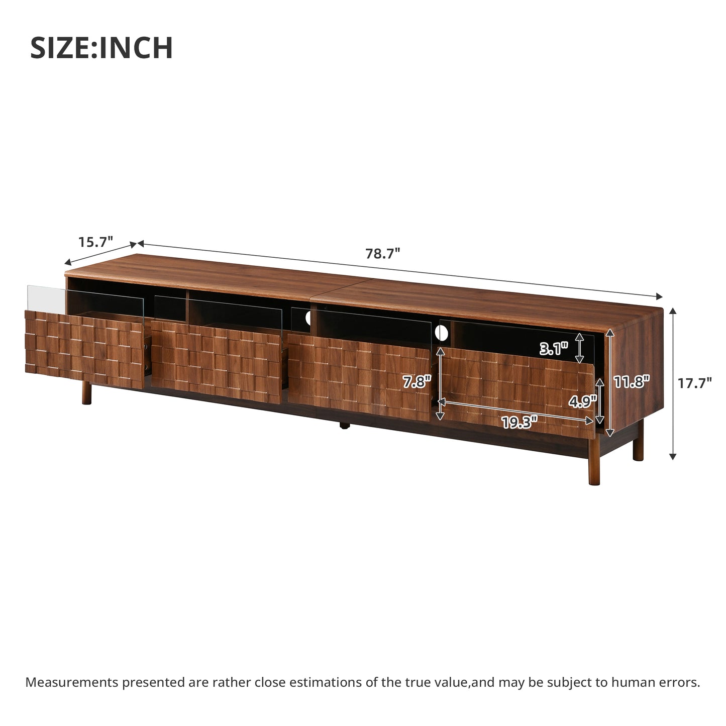 78 Inch TV Stand for Living Room - Modern Entertainment Center with LED Lights and Glass Drawers
