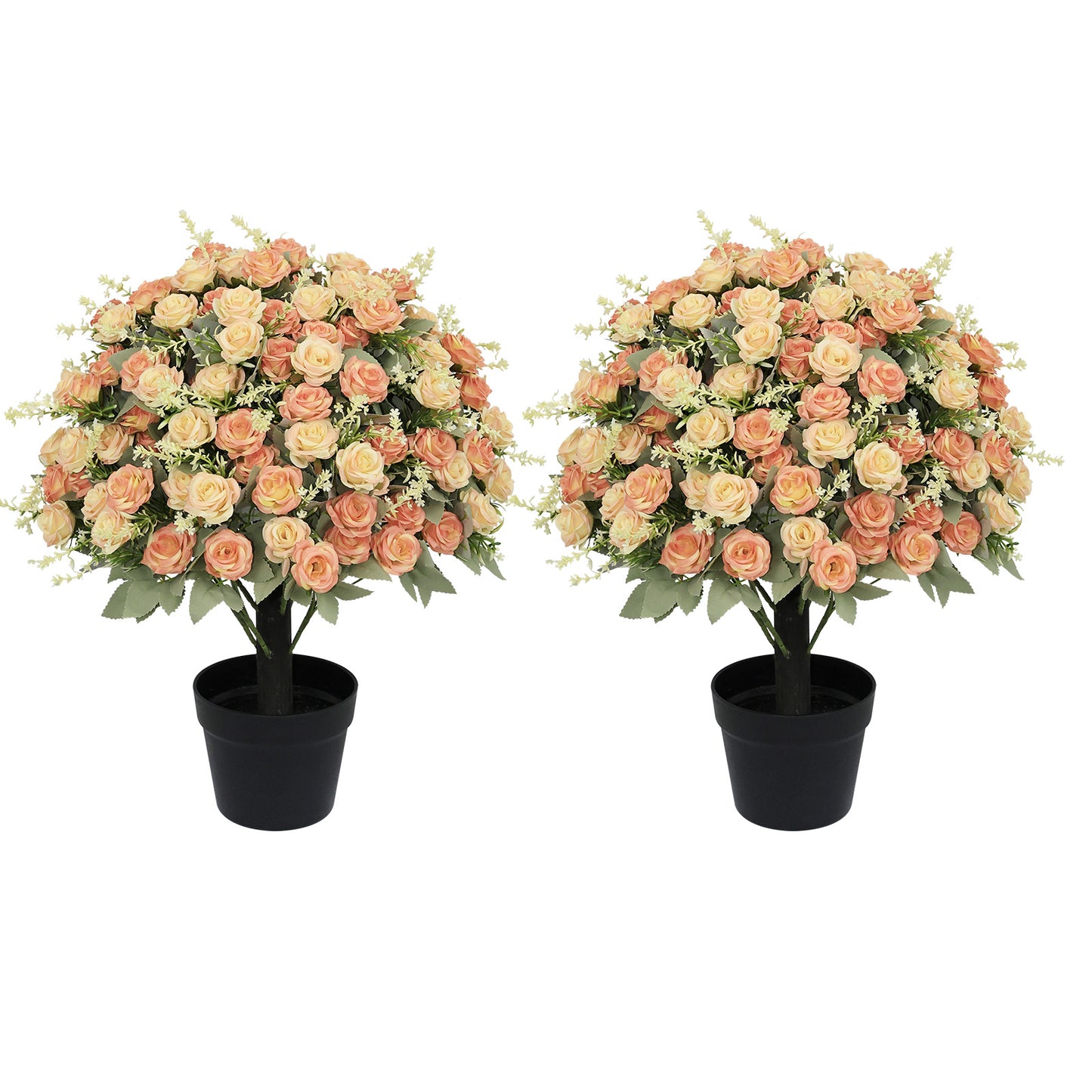 24-Inch Artificial Rose Plant - UV Resistant Faux Floral - Yellow