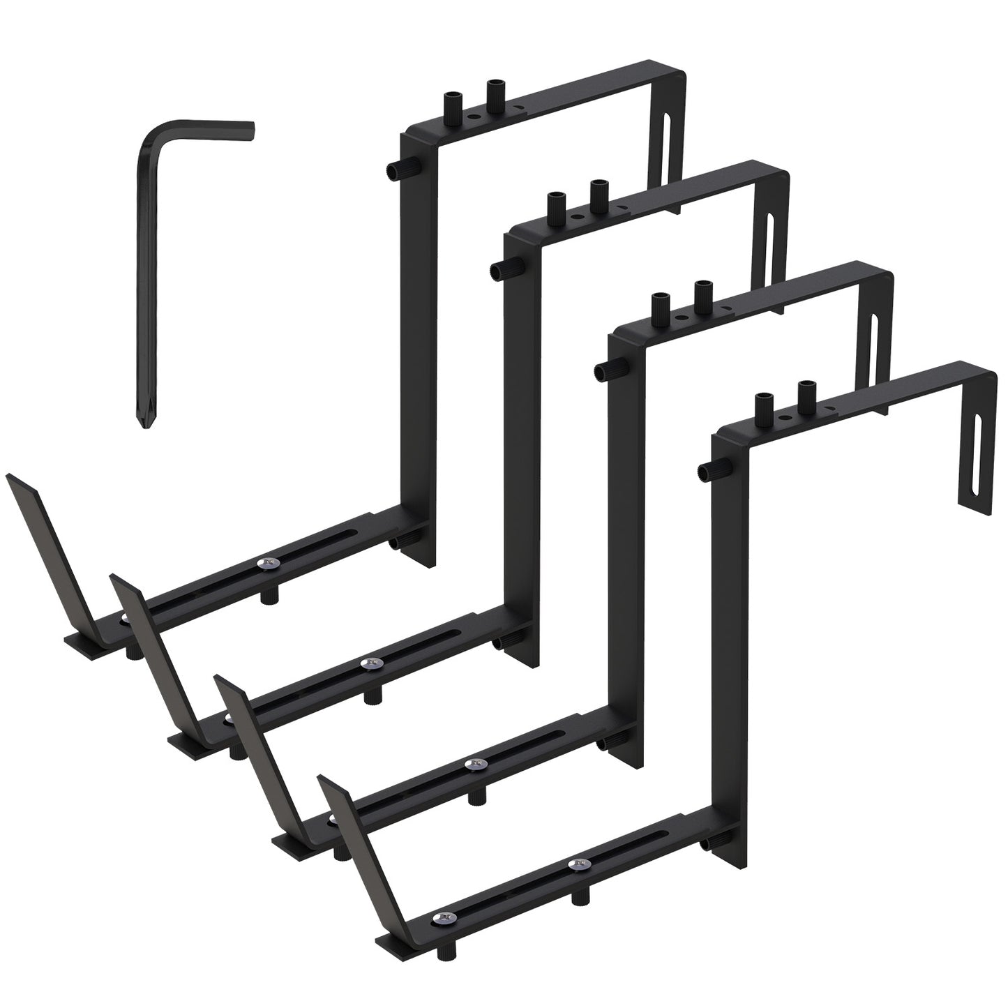 Adjustable Planting Brackets Set - Wall & Window Planter Hooks, No Drill Mounts, Black
