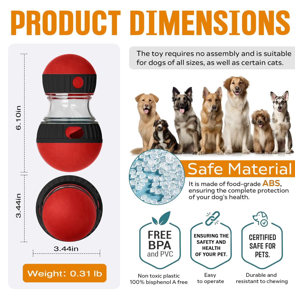 Dog Puzzle Toy with Treat Dispenser - Adjustable Slow Feeder & Interactive Chase Toy for Small to Large Dogs