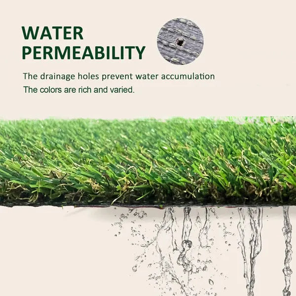 65ft x 15ft Artificial Turf Mat with Drainage Holes - Durable Fake Grass for Indoor & Outdoor Use