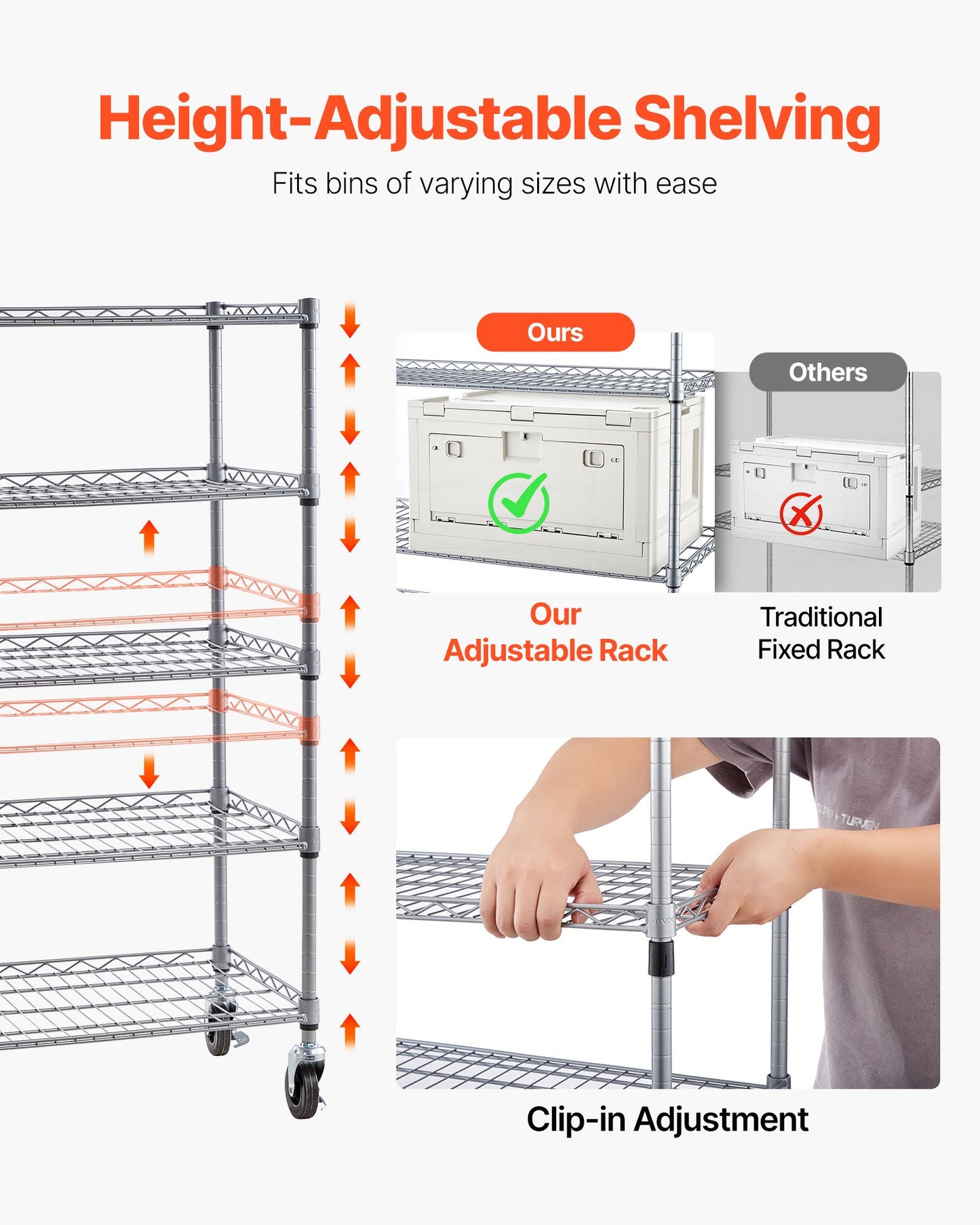 5-Tier Rolling Storage Rack with 12 Bins for Garage & Warehouse