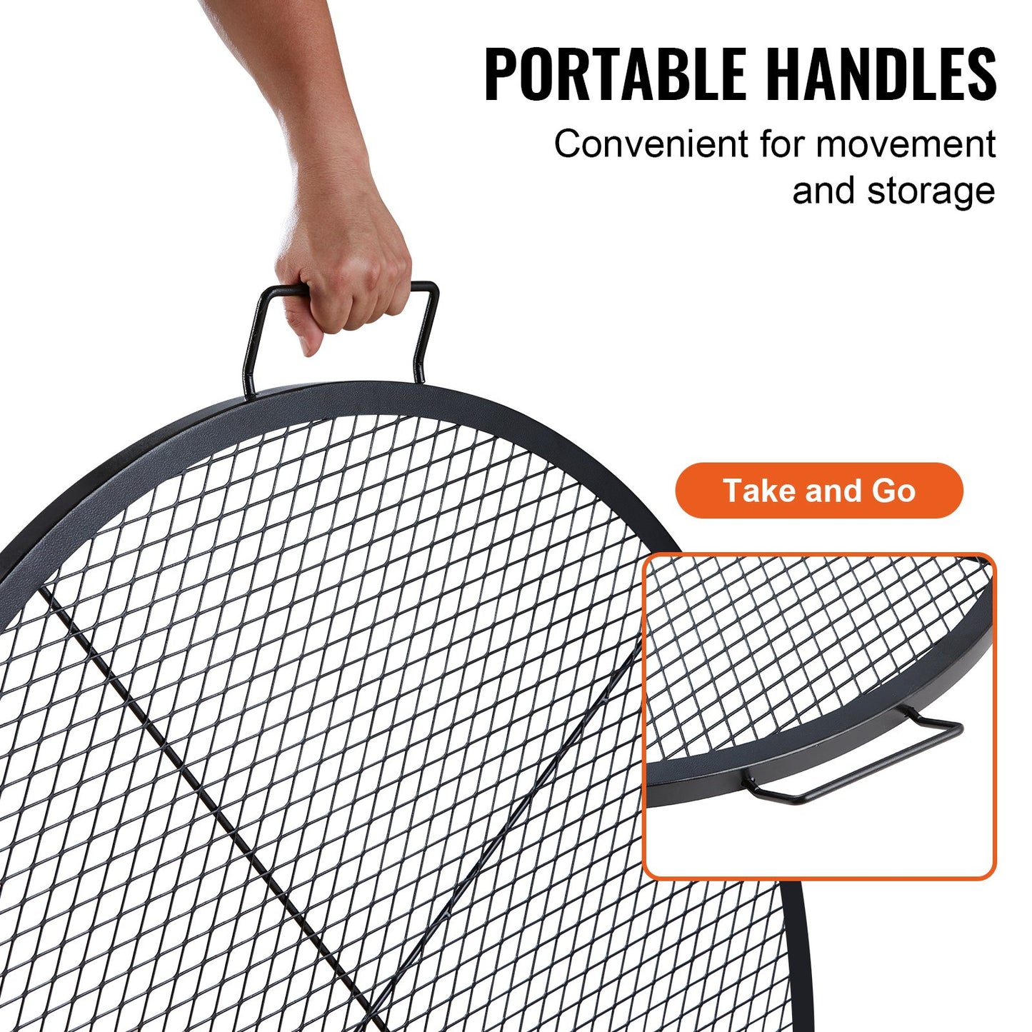 Heavy Duty Steel Fire Pit Grill Grate 36 Inch Round Cooking Grid for Outdoor Camping & BBQ