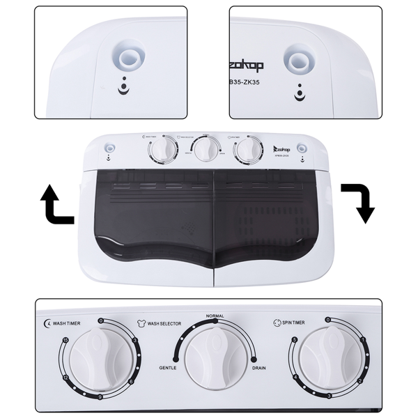 14.3lb Semi-Automatic Gray Washing Machine with Cover - Home Appliance
