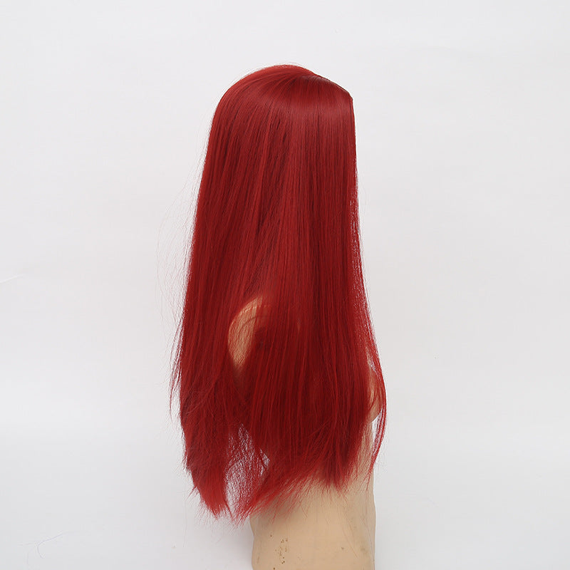 Wine Red Synthetic Wig - Long Straight Hair for Women, Heat-Resistant, Middle Part