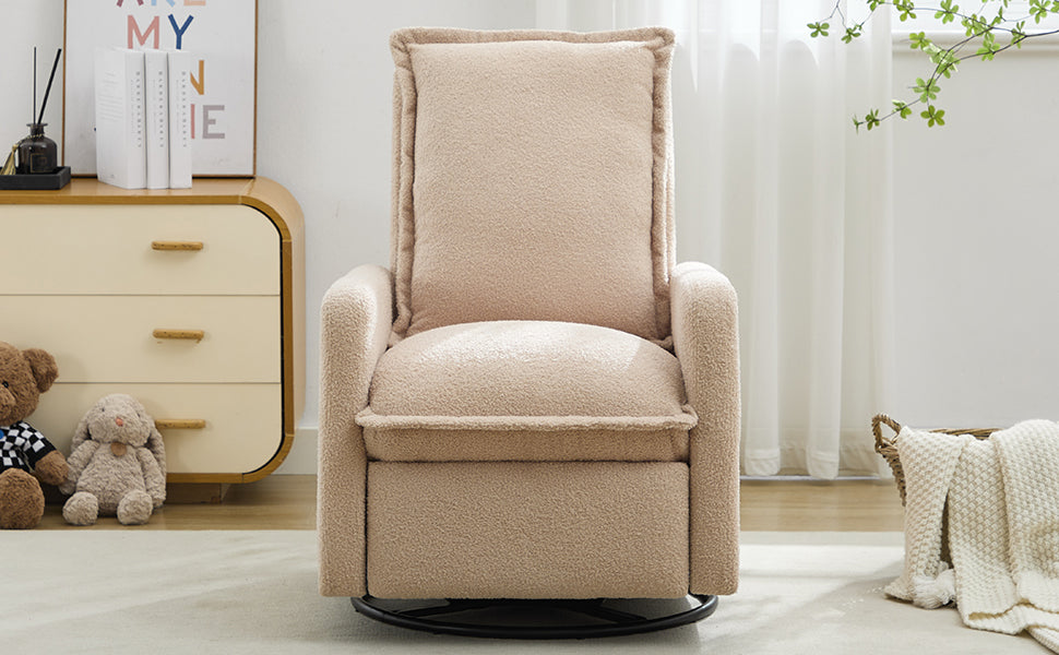 Swivel Rocker Recliner Chair - Teddy Fleece Oatmeal