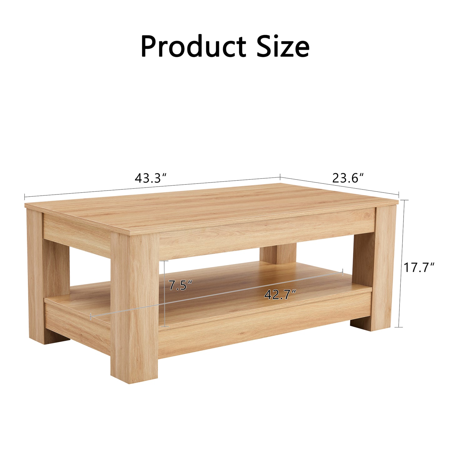 A Modern And Practical Natural Wood Coffee Table. The Double Layered