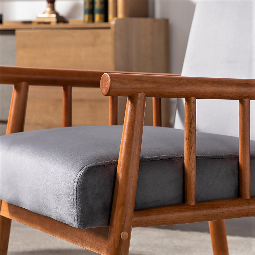 25 Wide Classic Mid-Century Modern Arm Chair, Grey