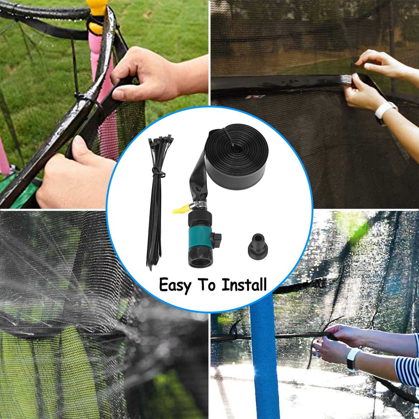 Kids Trampoline Sprinkler Water Park Toy 39ft Outdoor Water Game Summer Fun