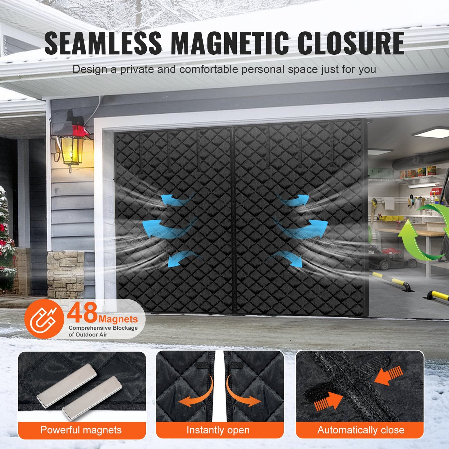 Garage Door Insulation Kit 8.3 x 7.15 ft Thermal Insulated Garage Screen