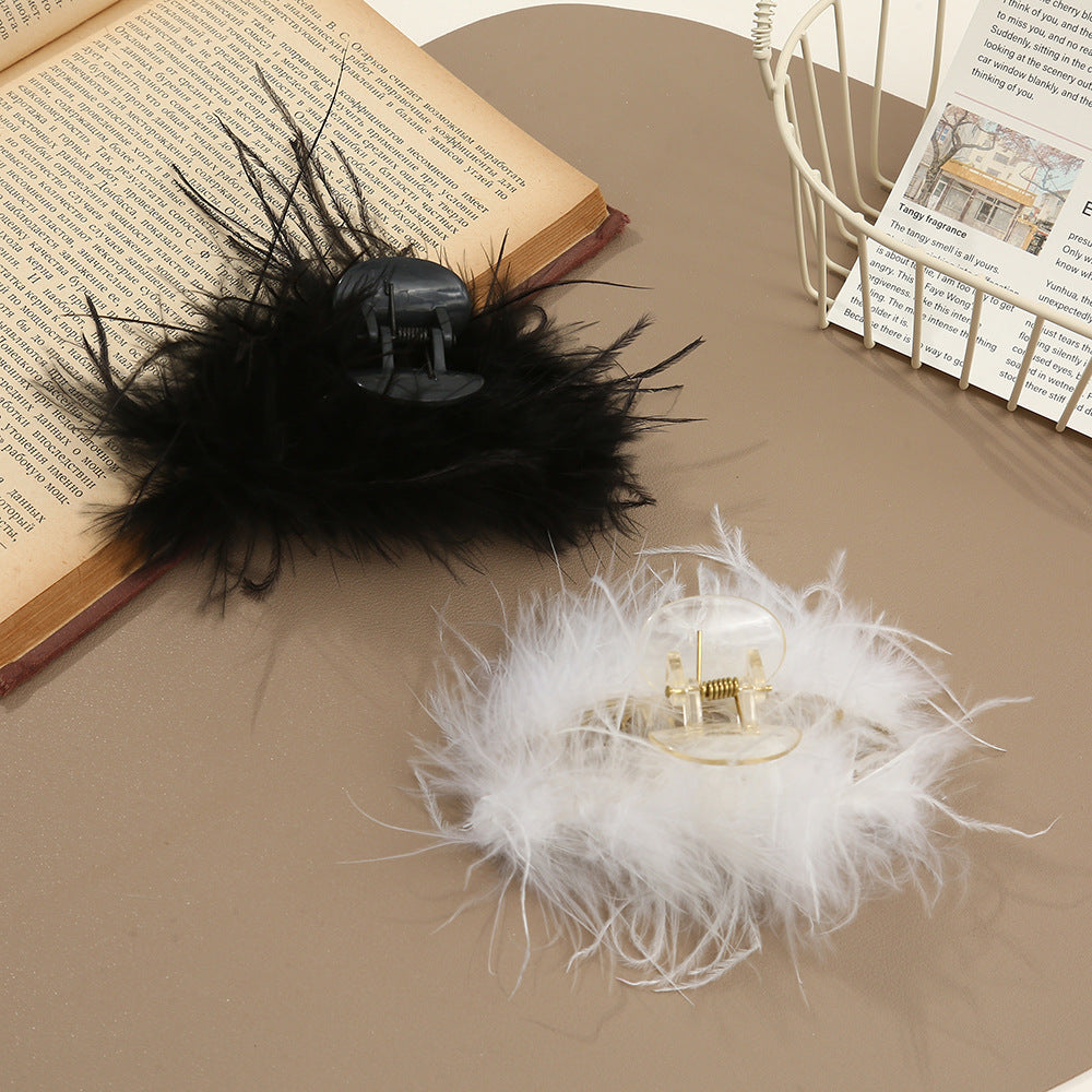 Ostrich Feather Grab Clip Hair Clip Microfiber