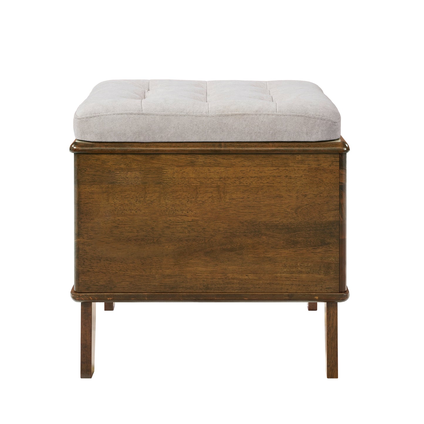 Rubber Wood Cat Bed Ottoman with Cat Cave - 2-in-1 Tufted Pet Footstool, Walnut Finish