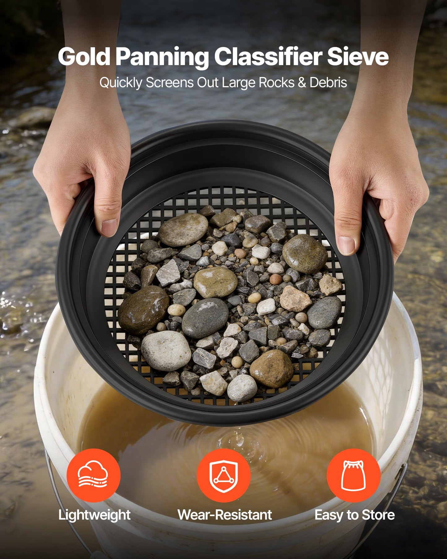 Gold Panning Kit with 10 & 14 Inch Pans, Classifier Sieves, Magnet, Scoops & Backpack - Beginner Prospecting Equipment
