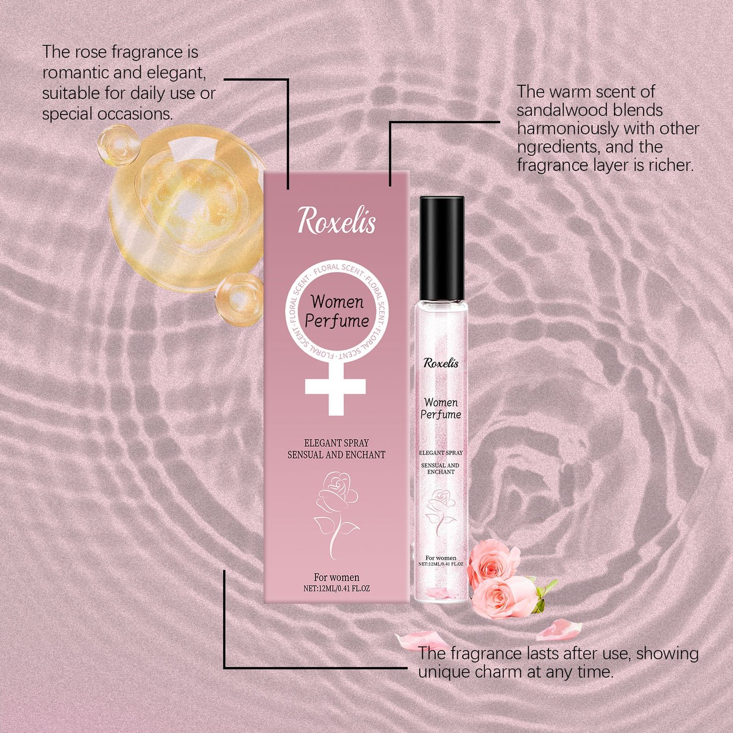 Desert Rose Perfume Spray - Elegant Long-Lasting Floral Fragrance Mist 12ml
