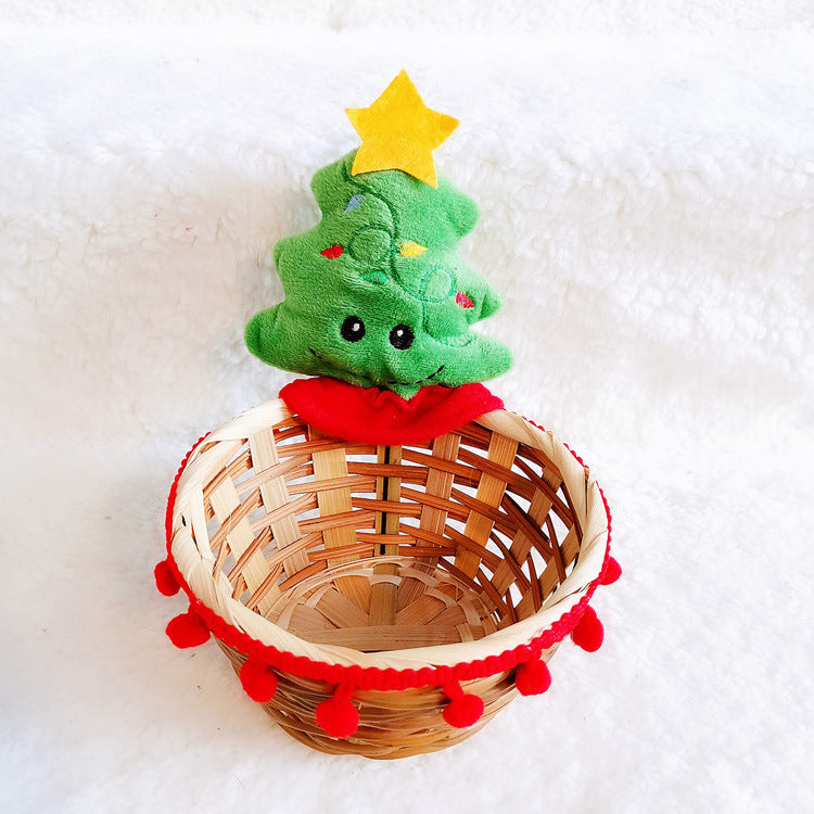 Christmas Decoration Storage Basket with Santa Snowman Elk Candy Holder