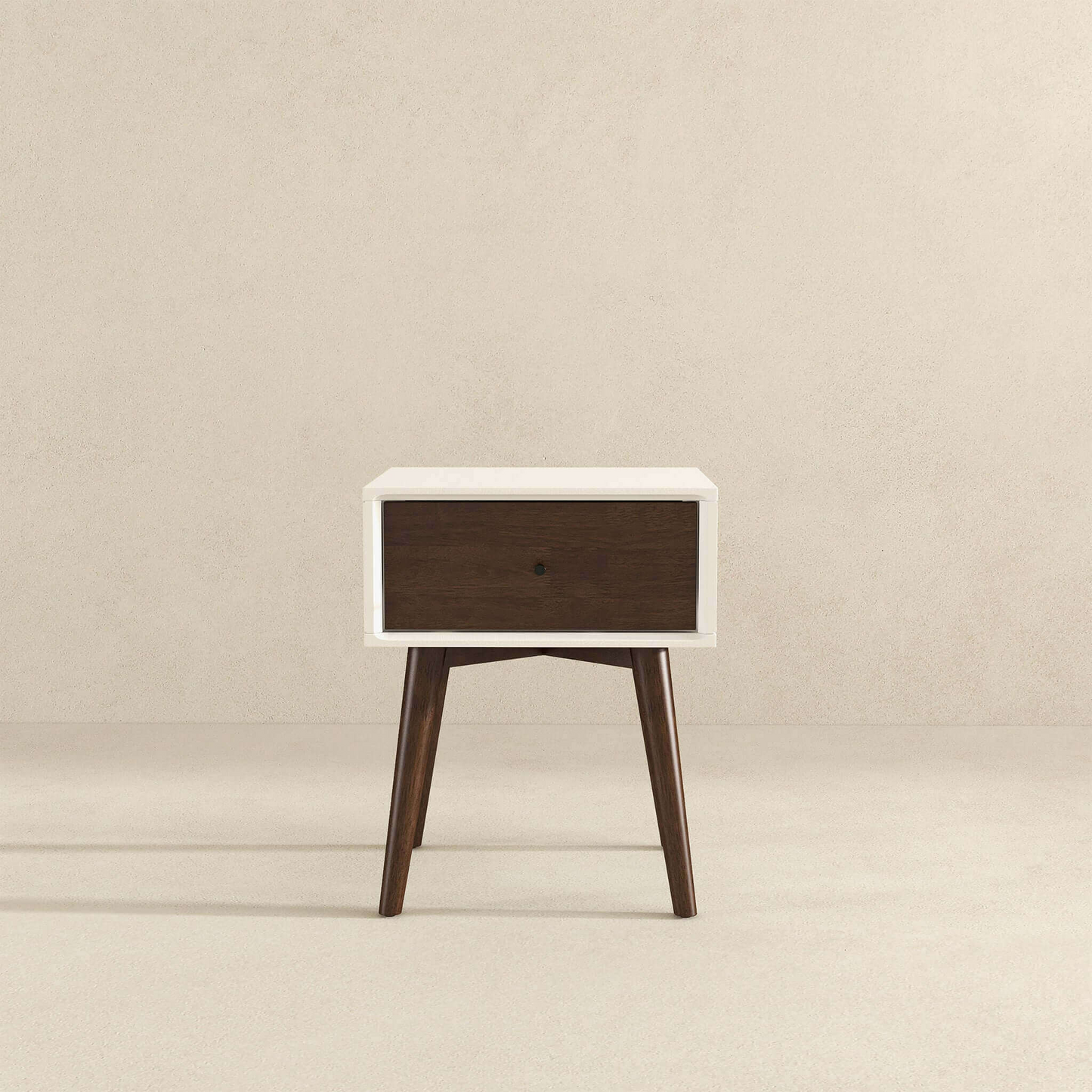 Avery Mid-Century Modern Solid Wood Night Stand 1 Drawer Dark Brown