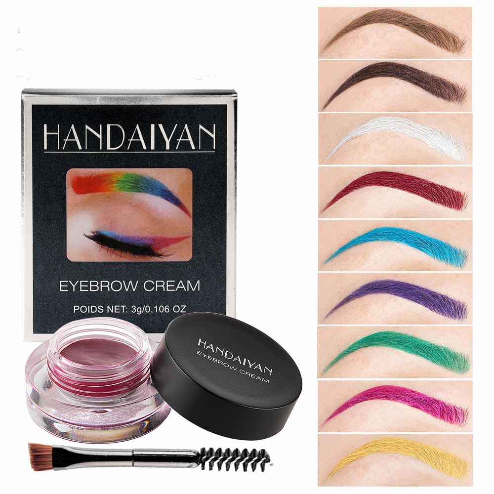 Waterproof Long-Lasting Eyebrow Cream Set - 12 Colors with Brush