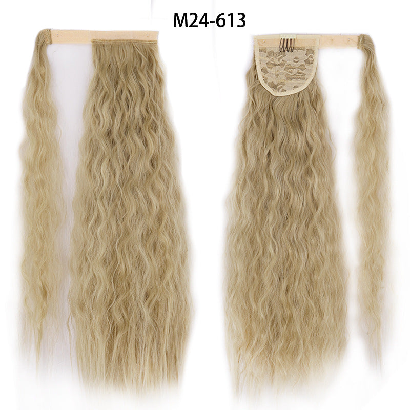 Water Wave Ponytail Wig with Velcro Band High Temperature Synthetic Hair