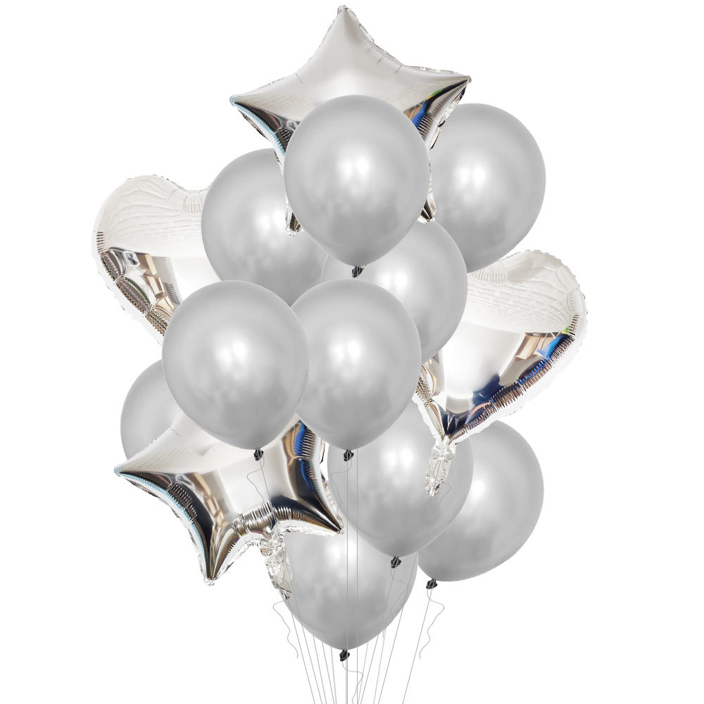 Love Five-Pointed Star Balloon Set - Assorted Metallic Latex & Foil Balloons
