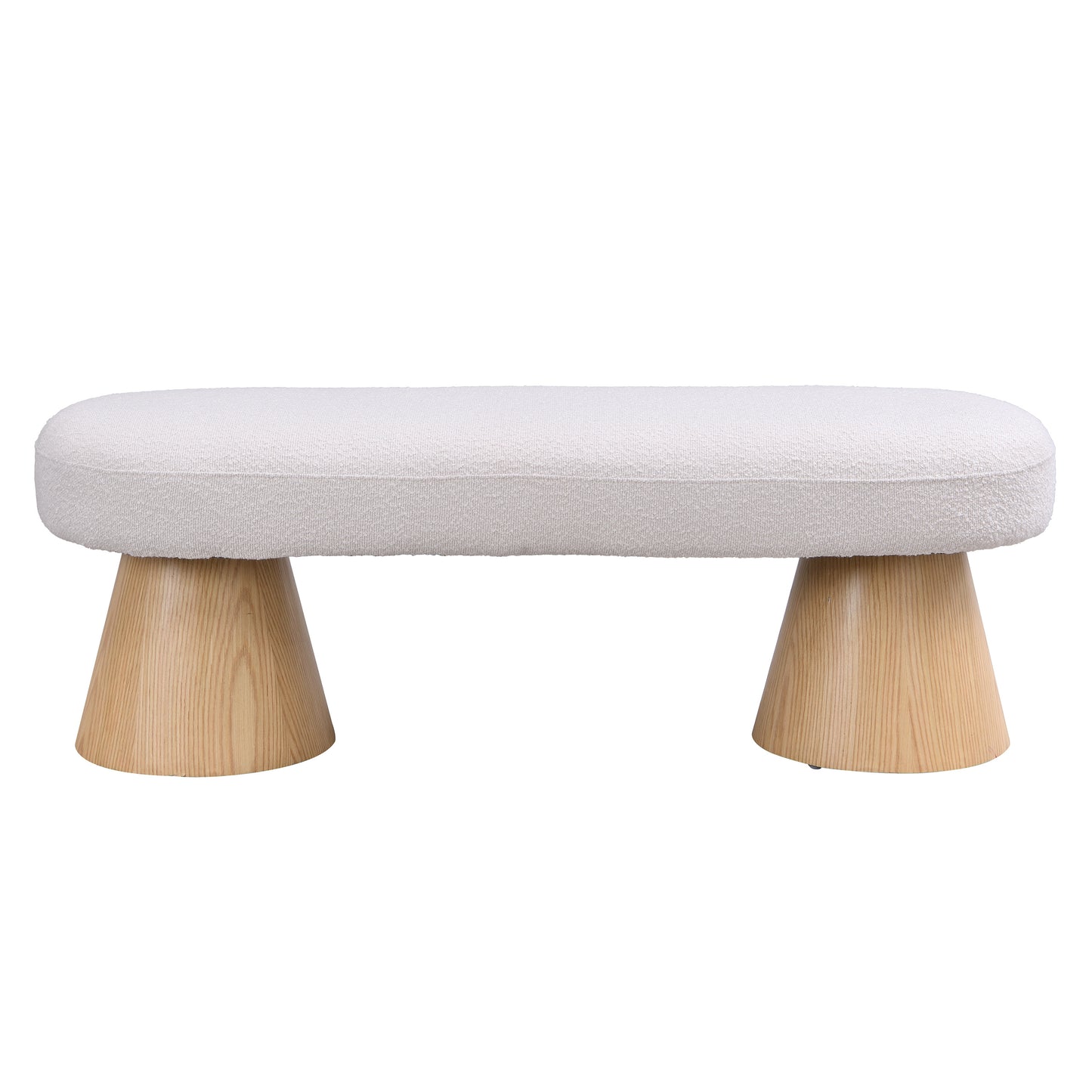 Upholstered Dining Bench - Beige Fabric Ottoman, 300 LBS Capacity