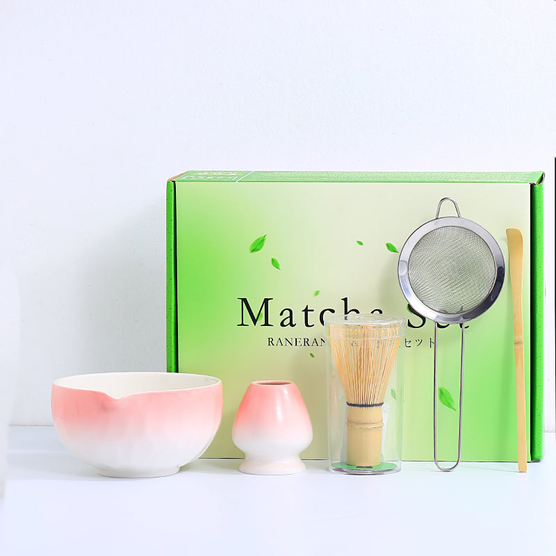 Japanese Tea Ceremony Set with Matcha Bowls & Whisks - Multiple Colors