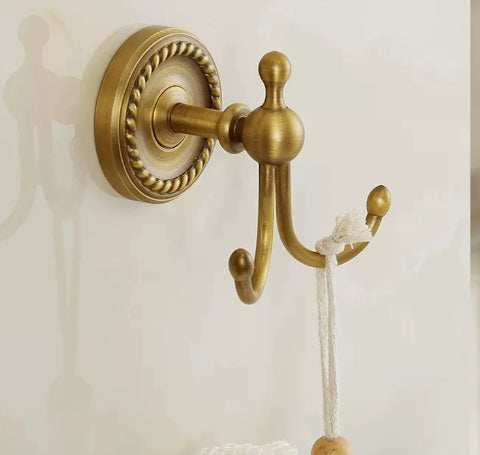 Copper Wall-Mounted Bathroom Shelves with Carved Design - Multiple Sizes