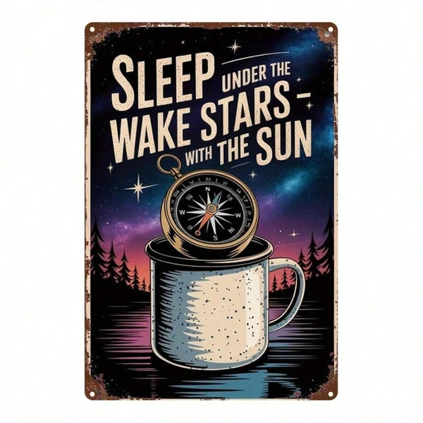 Vintage Night Sky Star Compass Metal Sign - 20cm x 20cm