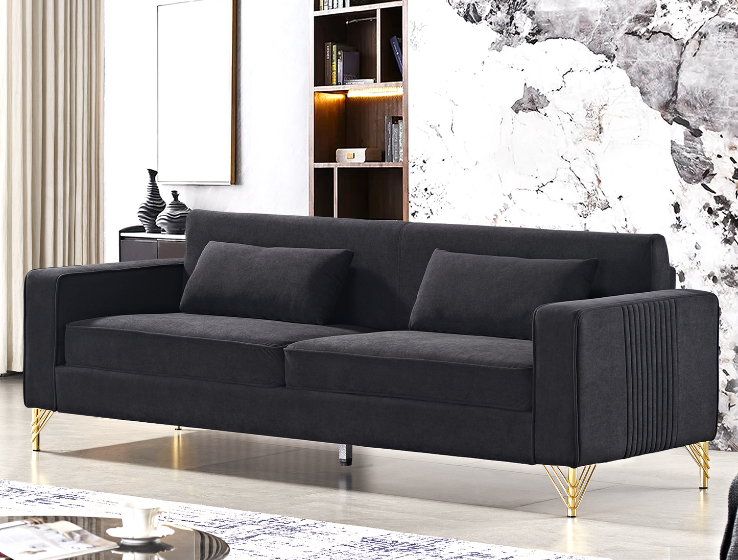 Aesthetic 85.8 Velvet Sofas For Living Room, 3 Seater Couch With
