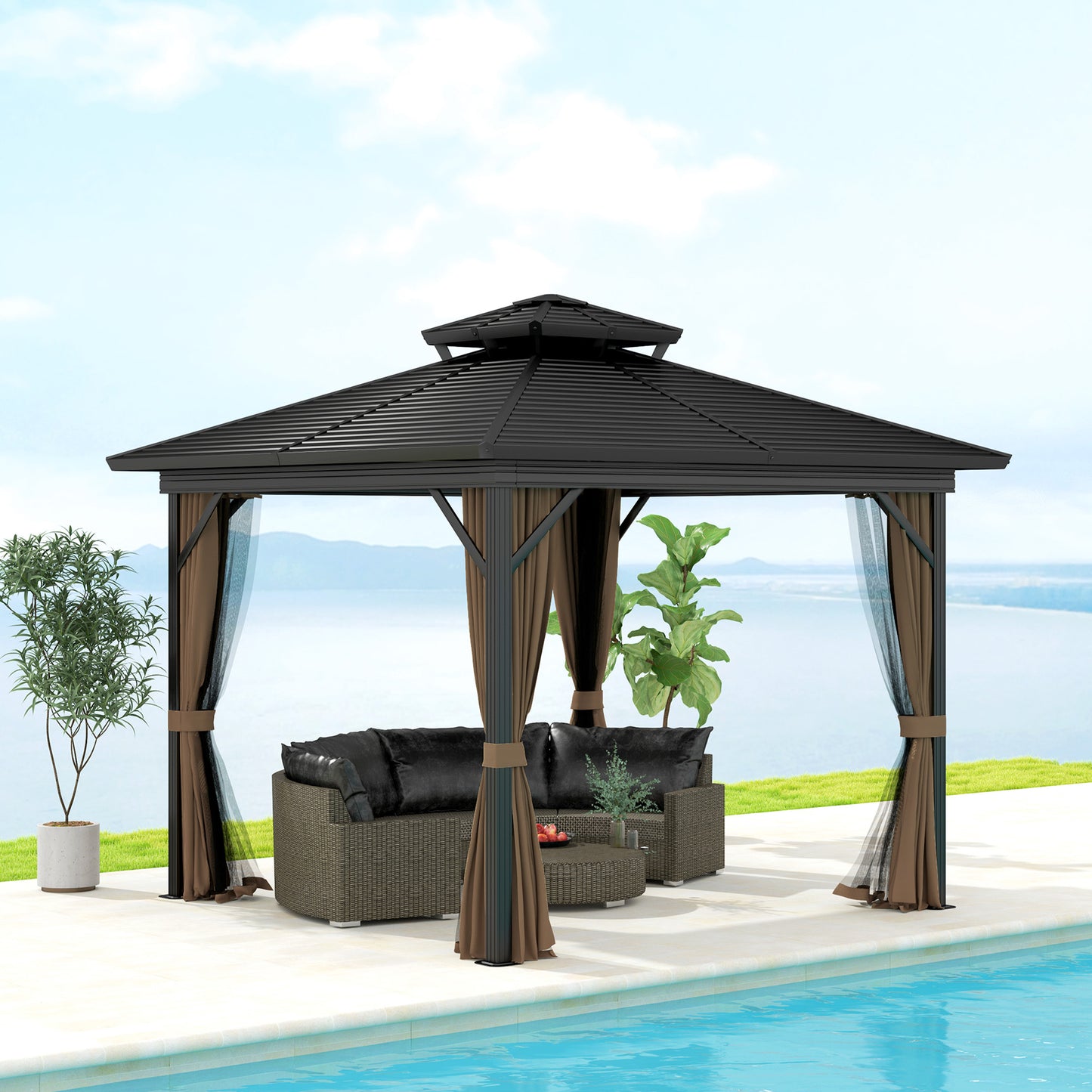 10x10 Hardtop Gazebo with Aluminum Frame and Metal Roof