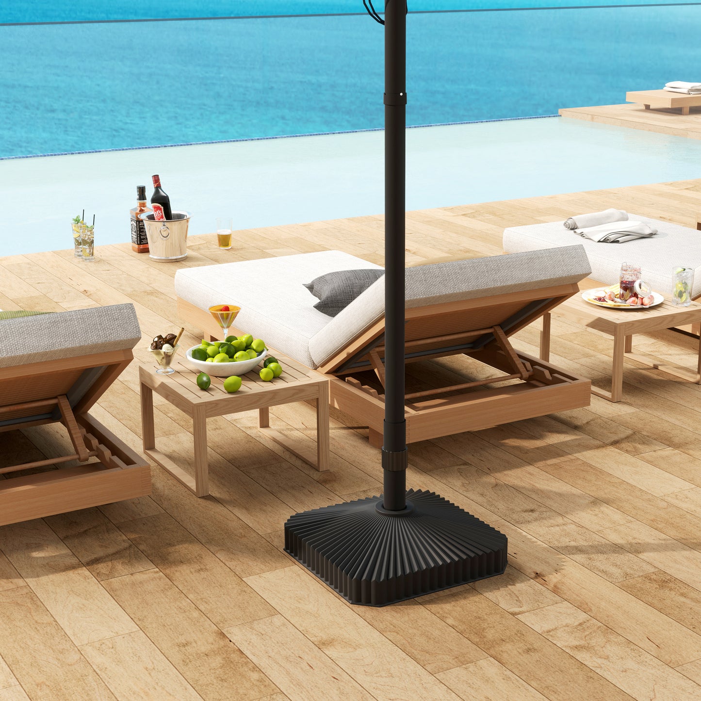 Heavy Duty Square Umbrella Base - 42lbs Sand/33lbs Water, Black