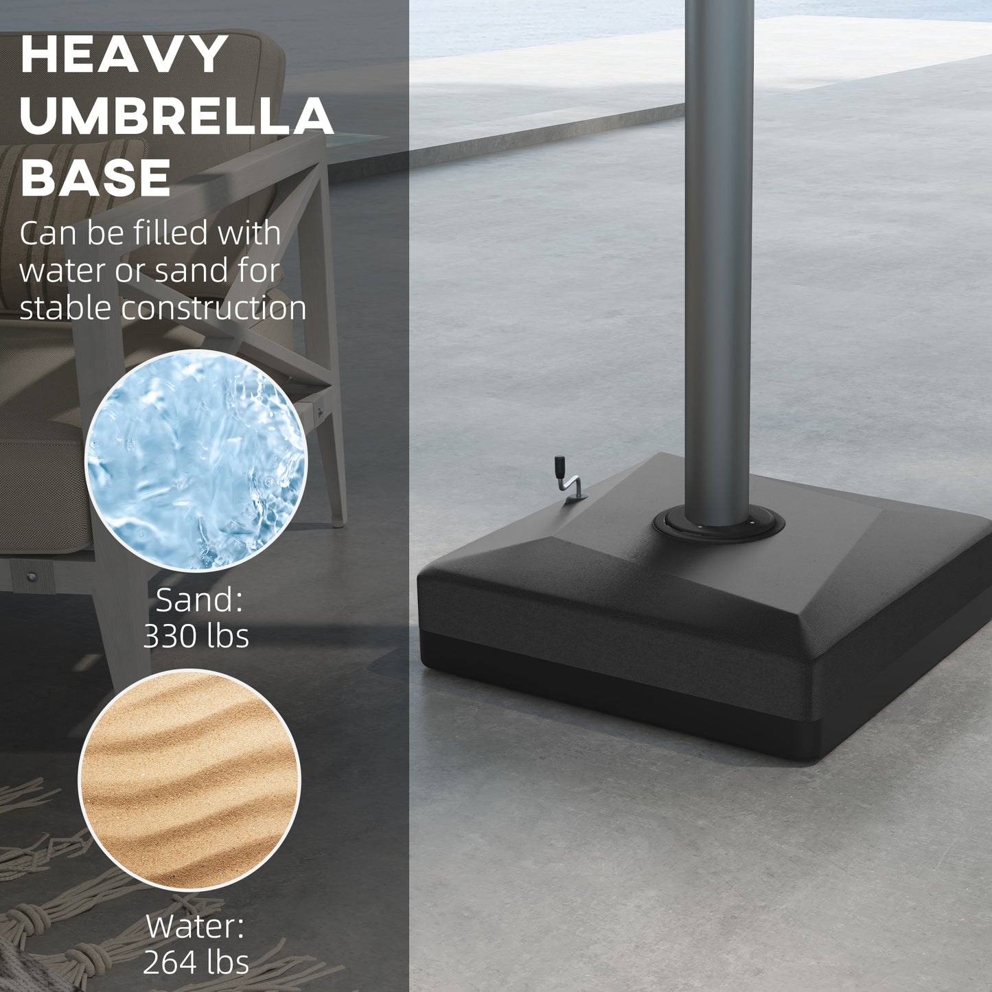 Fillable Umbrella Base for 84D-110V02 Cantilever Umbrella - Black