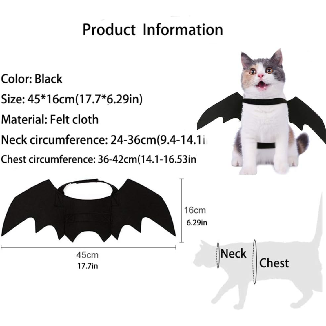 Pet Cat Bat Wings Halloween Costume Accessories - Cute & Lightweight
