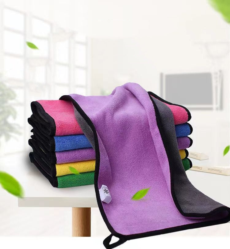 Coral Fleece Kitchen Cleaning Cloths - Multi-Color, Ultra-Fine Fiber, 400g/500g, 30x30cm/30x40cm