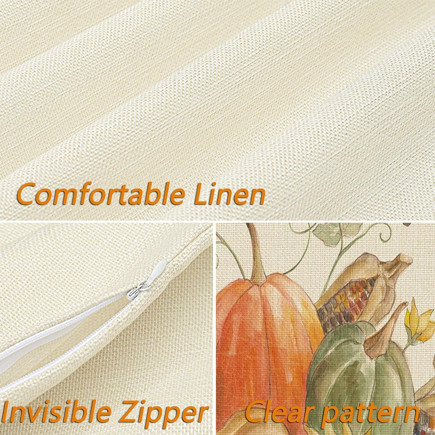 Thanksgiving Fall Throw Pillow Covers - 18x18in, Set of 4 Watercolor