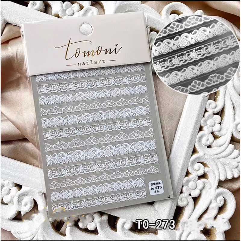 Lace Embossed Nail Stickers – Black & White Decals