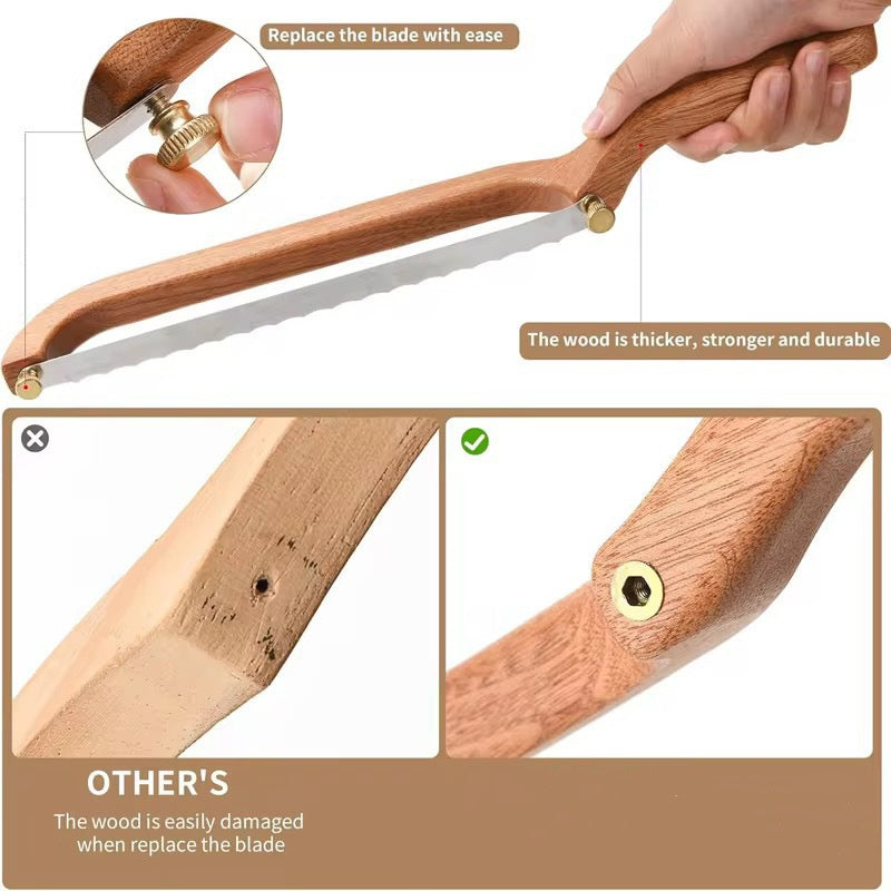 Wooden Handle Baking Serrated Knife - Kitchen Cutting Tool, Modern Minimalist Design