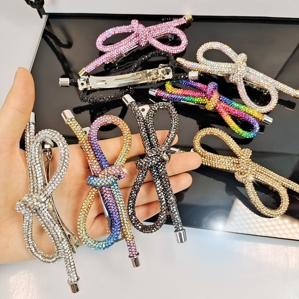 Elegant Rhinestone Bow Hair Clip - Luxury Hair Accessory for Women