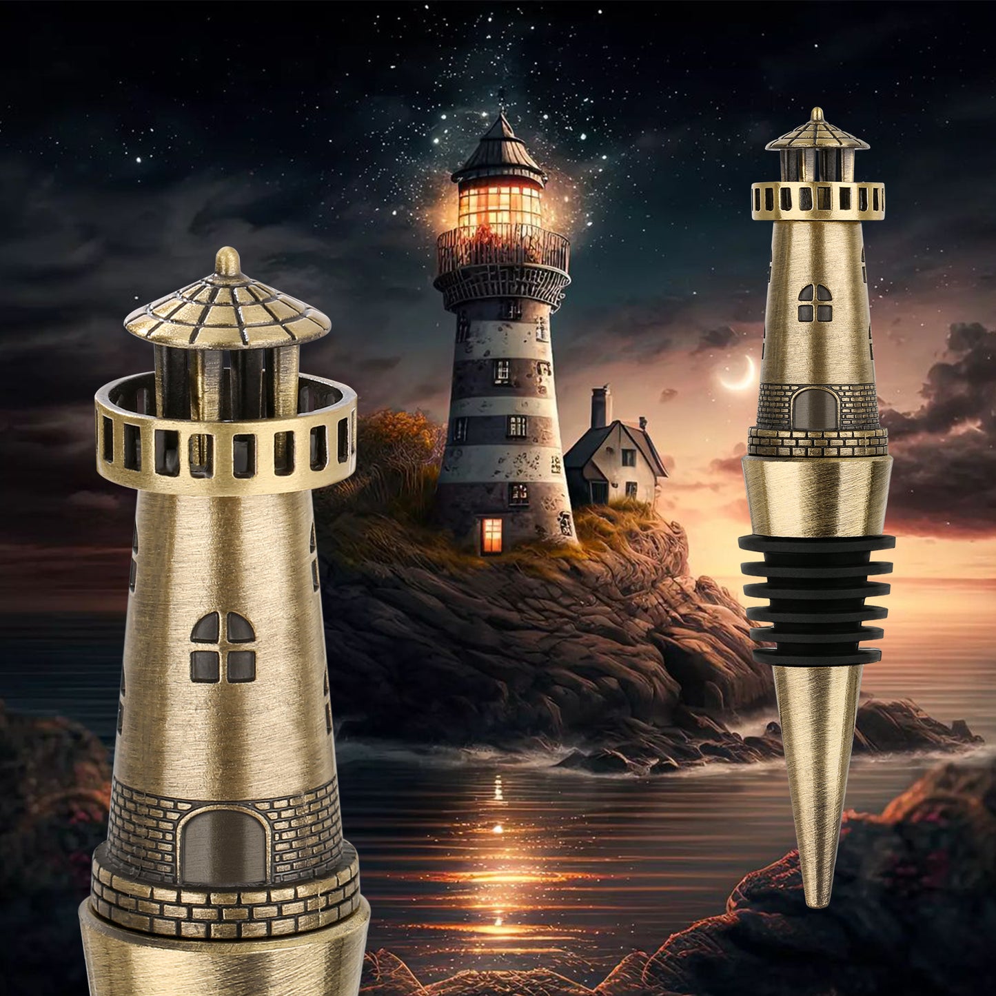 Creative Lighthouse Wine Stopper - Retro Zinc Alloy Wine Preserver