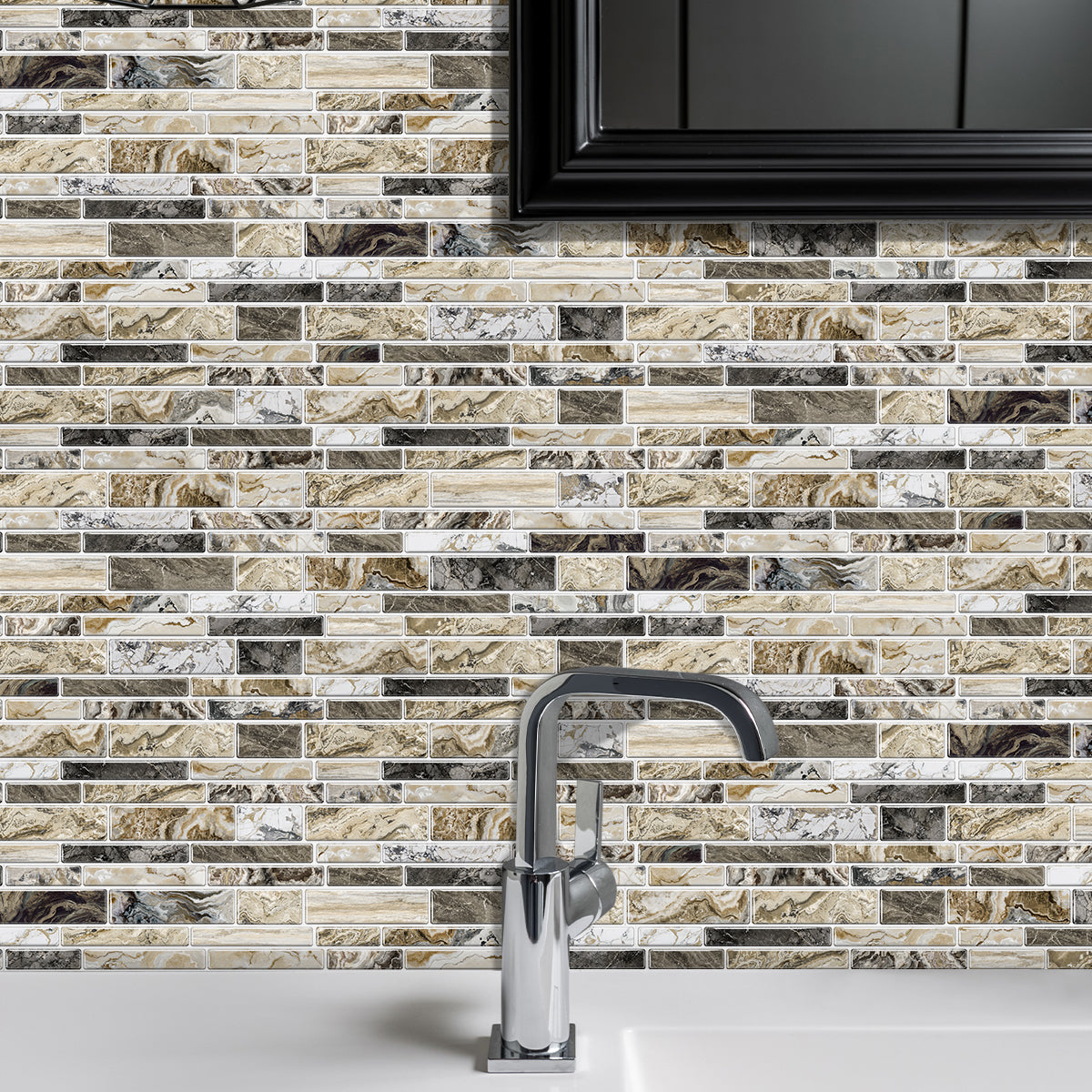 Peel and Stick Imitation Marble Pattern Wallpaper - Taupe