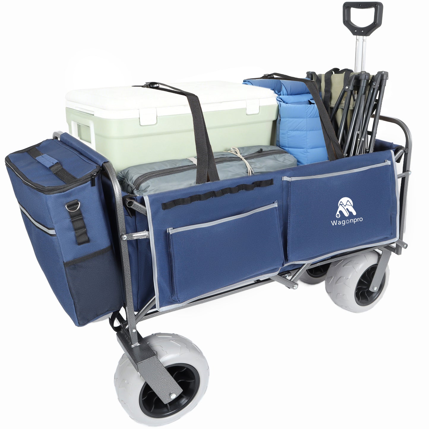 All-Terrain Beach Wagon with Big Wheels - 500lbs Capacity, Dark Blue