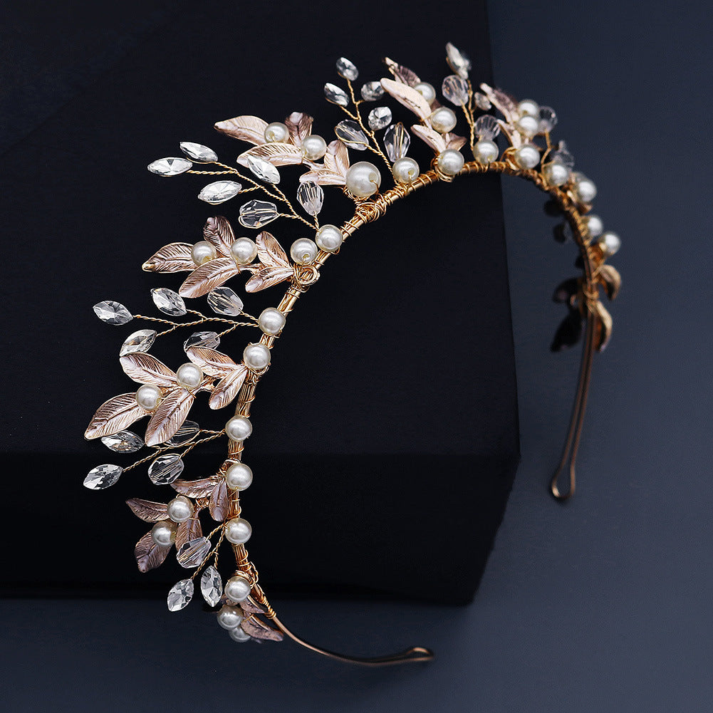 Gold Pearl Crown Hair Accessory