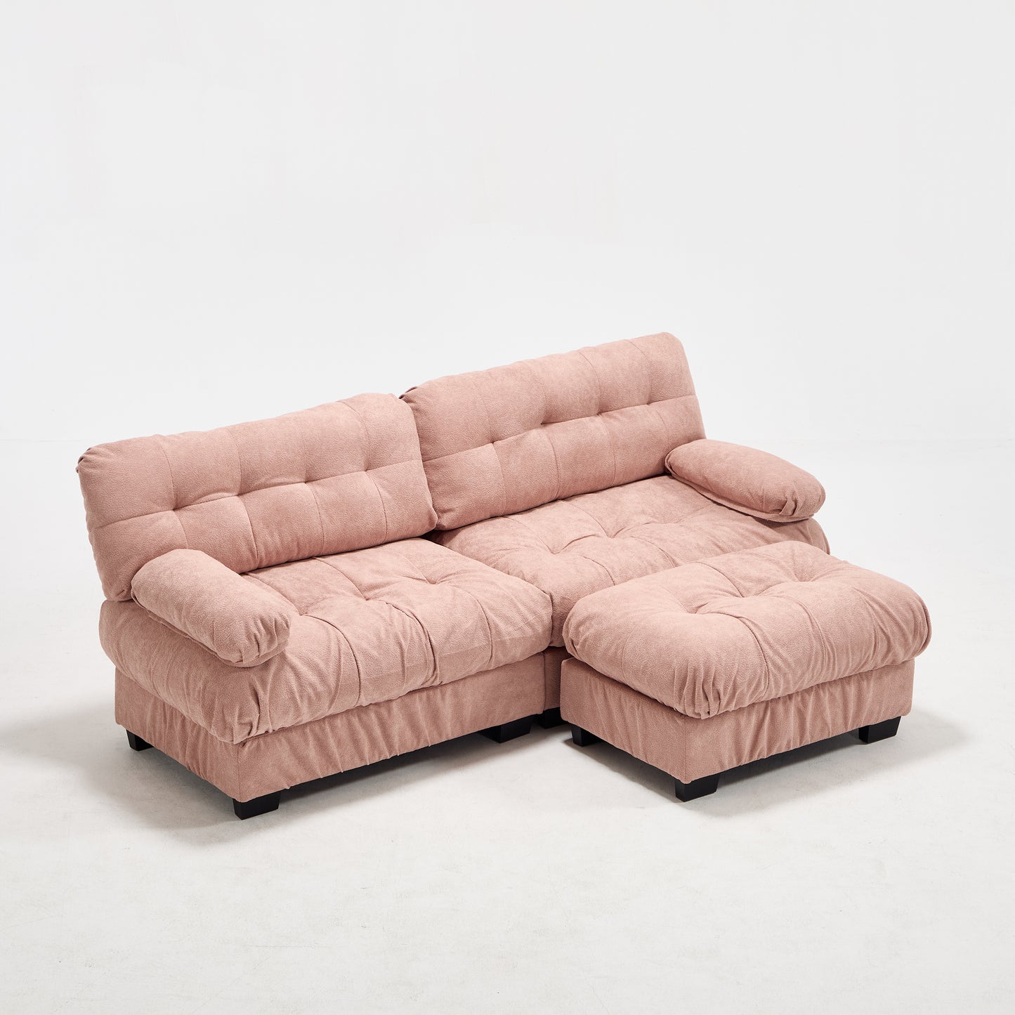 L Shaped Modular Sectional Sofa with Ottoman - Pink