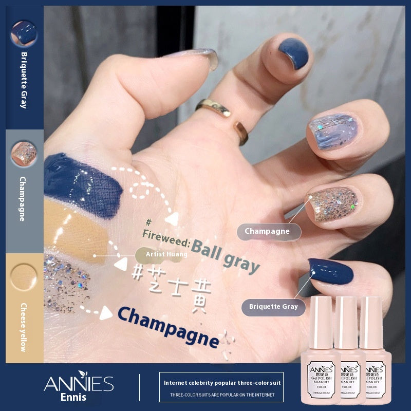 Three-Color Gel Nail Polish Set for Manicure - Nude, Purple, Orange