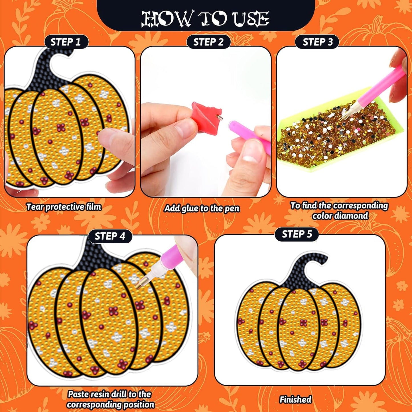 8-Piece Fall Pumpkin Coaster Set - Multi-Color Acrylic