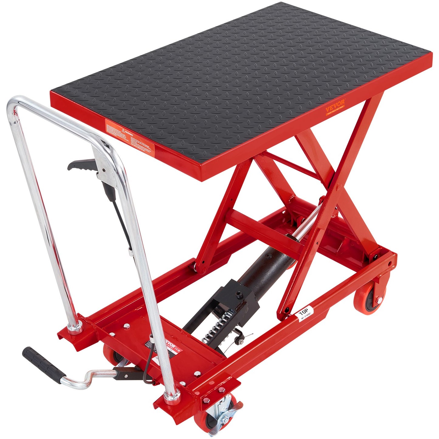 Hydraulic Lift Table Cart 500lbs Capacity with Non-slip Pad - Red
