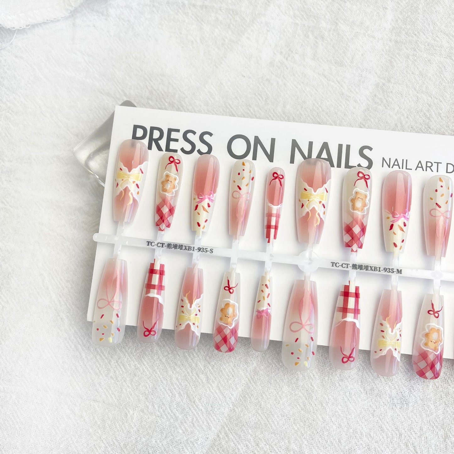 Nail Art Tips Set with Butterfly Bear Design - Multiple Colors & Styles