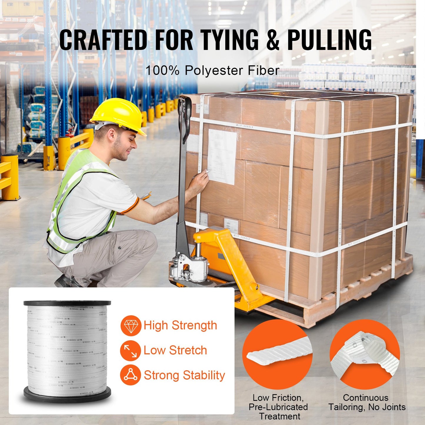 Heavy-Duty Polyester Pull Tape 1/2 Inch x 5249 Feet for Electrical & Gardening