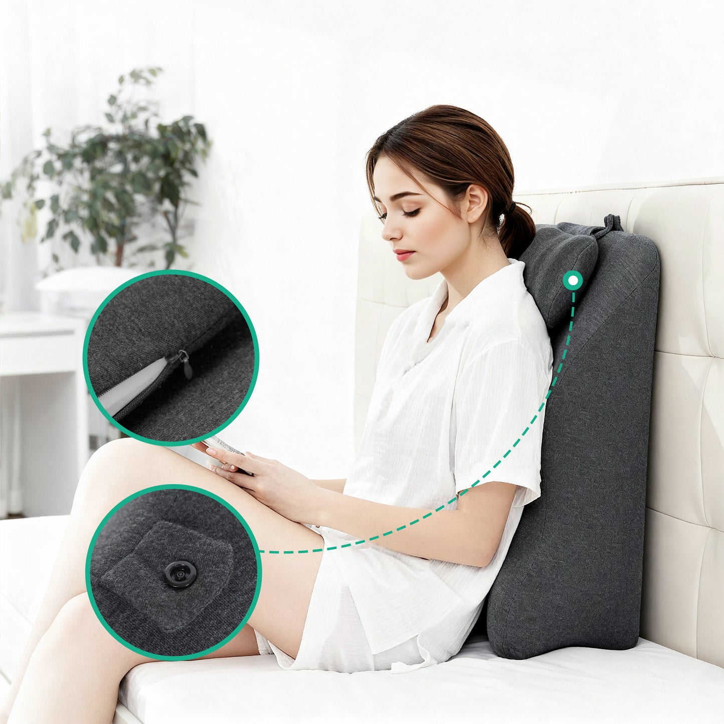 Ergonomic Spinal Posture Support Bed Pillow - Grey
